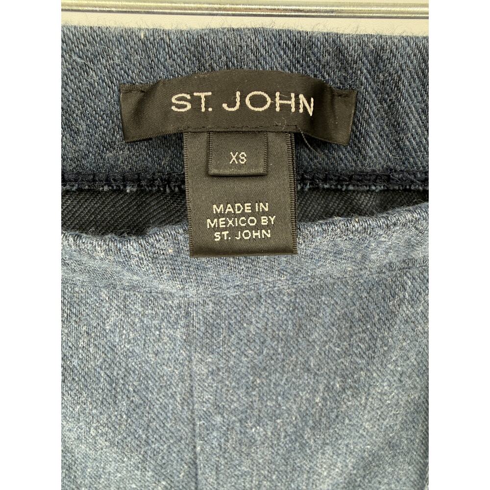St. John Women's Indigo Blue Tapered Ankle Pants XS Cotton Stretch Minimalist - Picture 5 of 6
